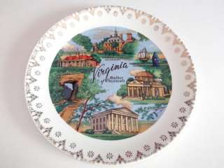 Virginia   Mother of Presidents   Souvenir Collectors Plate   7 1/4 