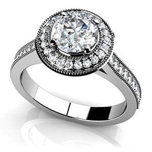  14k White Gold, Vintage Luxe Diamond Engagement Ring, 1.28 