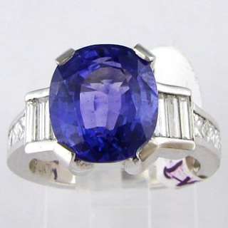 02 CT Natural Sapphire 1.40 CT Diamond Platinum Ladies Ring  