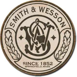 Smith & Wesson Guns Logo Round Tin Sign  