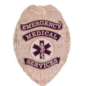  EMS EMT PARAMEDIC Nickel Badge Shield with Full Color Star 
