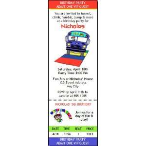  Fun Bus Birthday Party Ticket Invitation Health 