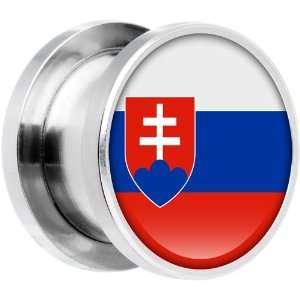  20mm Stainless Steel Slovakia Flag Saddle Plug Jewelry