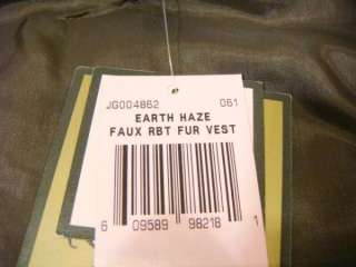 NWT Juicy Couture Haze Brown Soft Luxe Faux Rabbit Fur Vest P S M L XL 
