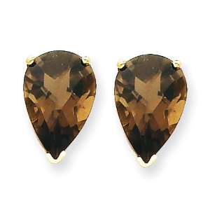  14k 12x8 Pear Smokey Quartz Earrings West Coast Jewelry Jewelry