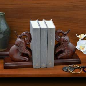   Mahogany Wood Elephant Bookends Set of 2 (7) by 