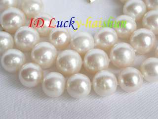 Genuine 10mm round white FW pearl necklace 14K clasp  