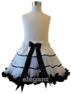 Black White Girl Pettiskirt Tutu Party Dance Skirt 1 9T  