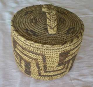 Old lidded Papago basket perfect condition 7 x 7 inches  