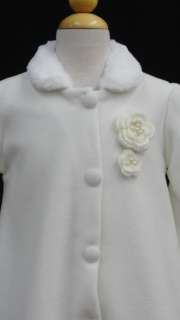 New Girls Faux Fur White Jacket Coat Sweater Warm Winter (S M L 2 4 6 