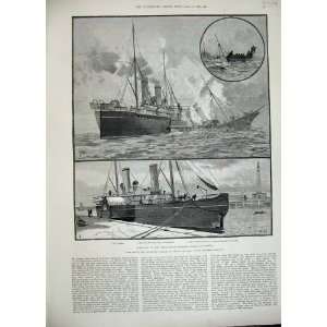  1889 Mail Steam Boats Collision Bowsprit Henriette Ship 