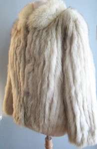 Vtg Fox Fur Coat Jacket Danish SAGA Arctic White Silver Fox Sz S M 