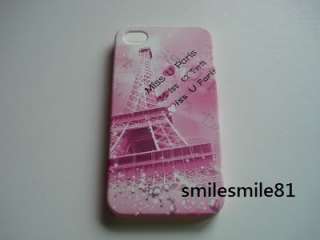 Pink Miss U Paris Eiffel Tower Slim Case Cover for iPhone 4G  