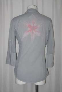 Standard James Perse Gray Charcol Pink Cotton Lilly Blouse Shirt Top 3 