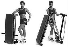 The Total Trainer® folds and rolls for easy storage. Other machines 