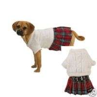 Plaid Cable Knit Dog Dress in XXS, XS, L, or XL  