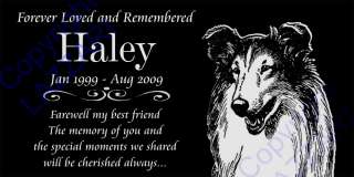   Collie Pet Dog Memorial 12x6 Engraved Granite Grave Marker  