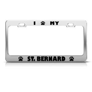 St. Bernard Dog Dogs Chrome Metal license plate frame Tag Holder