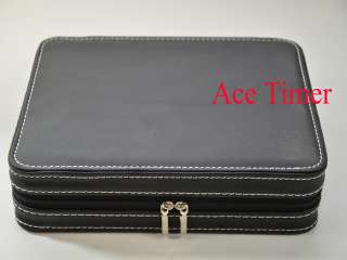 Watch Black Zippered Traveling & Storage Case Box Fits Up to 54mm 