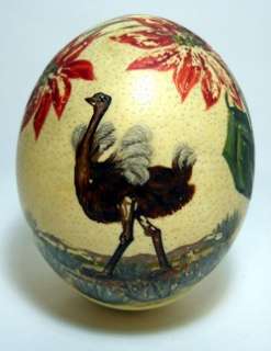 VINTAGE HAND PAINTED CHRISTMAS DECORATION OSTRICH EGG  