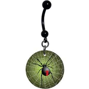  Webbed Black Widow Spider Belly Ring Jewelry