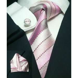  Mens Stripes Pink 100% Silk Tie Set TheDapperTie 69A 