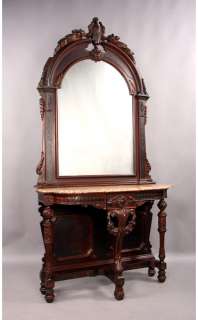 American Victorian Console & Matched Arched Top Mirror  