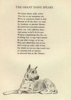 Great Dane Illustration and Poem   1947 M. Dennis  