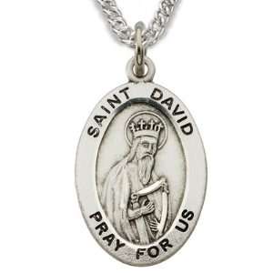 St David Sterling Silver Medal on 20 Chain Christian Jewelry Patron 