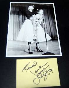 SINGER ACTRESS LORNA LUFT SIGNED CARD & GREAT PRINT W/ MOM JUDY 