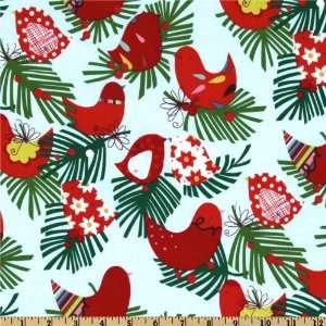   Christmas Sky Blue/Red Fabric By The Yard Arts, Crafts & Sewing