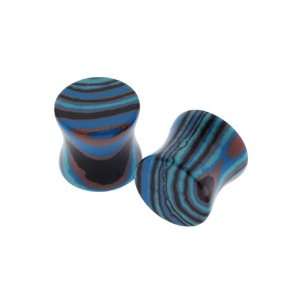  Blue Calisilica Stone Plugs   7/16 (11mm)   Sold as a 
