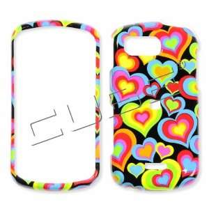 Samsung Moment m900 Colorful Hearts on Black Hard Case/Cover/Faceplate 