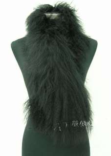 A28 New Real Mongolia Lamb Fur Gray Scarf Hat Shawl Cape Wraps Vest 