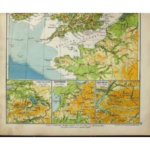  1925 Map Ben Nevis Snowdon Lakes Killarney Climate Crop 