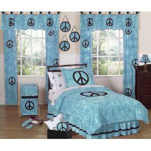  Turquoise Groovy Peace Sign Tie Dye Childrens Bedding 3pc 