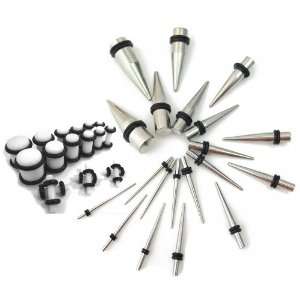  ~ 20 Pc 316L Stainless Steel Ear Stretching Taper Kit 16g 00g Gauges 