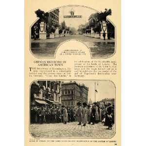  1914 Print Bloomington Illinois Unter den Linden Street 