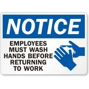  Notice Employees Must Wash Hands Before Returning To Work 