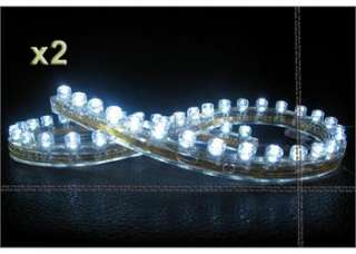 2x Universal 48 LED Car Flexible Strip Pure White Light 12V Waterproof 