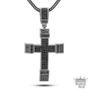  All Black Everything Hip Hop Micro Pave Potent Cross 
