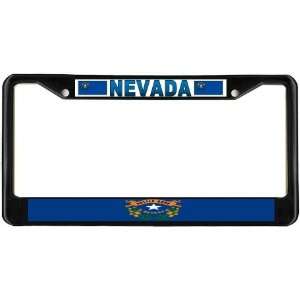 Nevada State Flag Black License Plate Frame Metal Holder