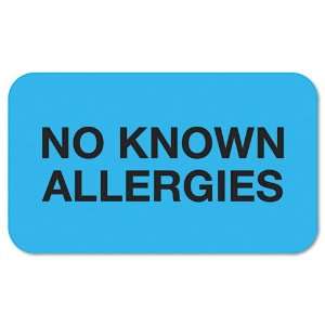 Tabbies   No Known Allergies Medical Labels, 1 1/2 x 7/8, Light Blue 
