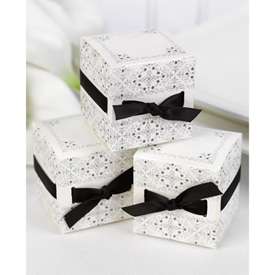 Set of 25 Black and White Favor Boxes Wedding Favors  