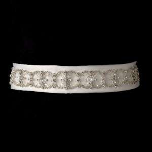  , Rhinestones & Bugle Beads Dress Sash Bridal Belt White or Ivory New