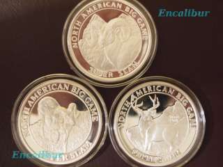 North American Hunting Club Big Game Super Slam 1oz silver rounds ALL 