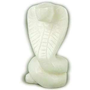  Good Luck Talisman White Jade Cobra Gemstone Carving 