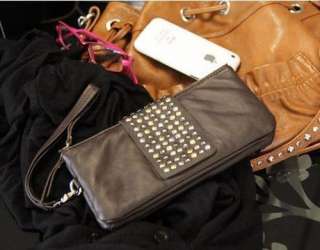 HOT Korean Style PU Leather Rivet Lady Clutch Purse Wallet evening 