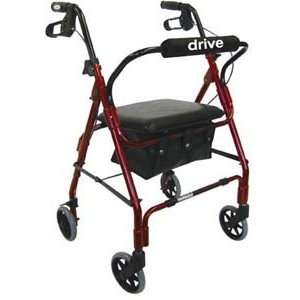   Padded Seat Aluminum Rollator Walker with Loop Brakes , Color Green