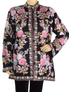   Cashmere Embroidered Jacket Ladies Elegant Clothing Coat Party Wear XL